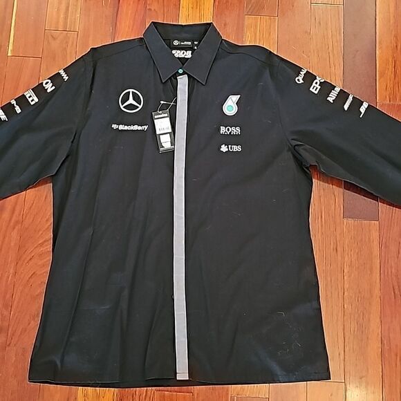 Mens Longsleeve Dress Shirt Team Petronas AMG Race Car F1 Formula One Mercedes - Picture 1 of 9